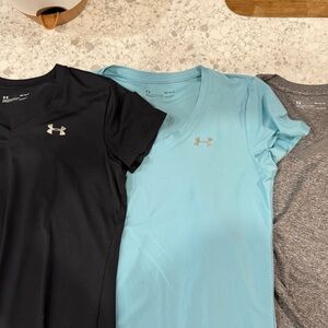 Under Armour Women's Short Sleeve Tees - Black, Light Blue, and Gray